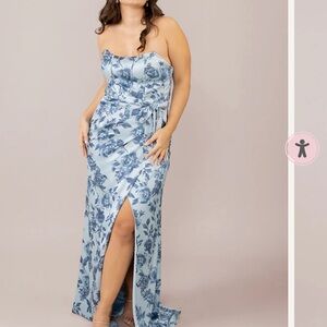 Revelry Amara Satin Floral Print Dress